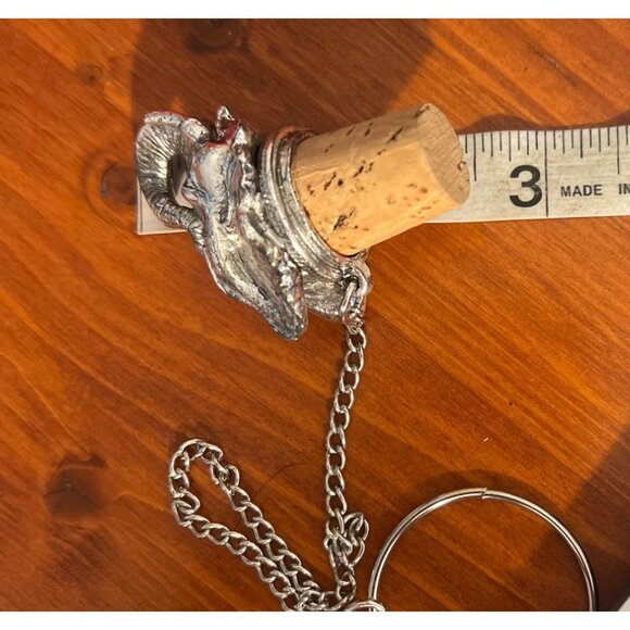 Silver Tone Elephant Wine Bottle Stopper Chain with Ring Trunk Up 2.5" NWOT - Picture 5 of 5